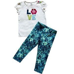 Girls Gymboree Love T-Shirt and Jumping Beans cropped Leggings Set Size 5 green